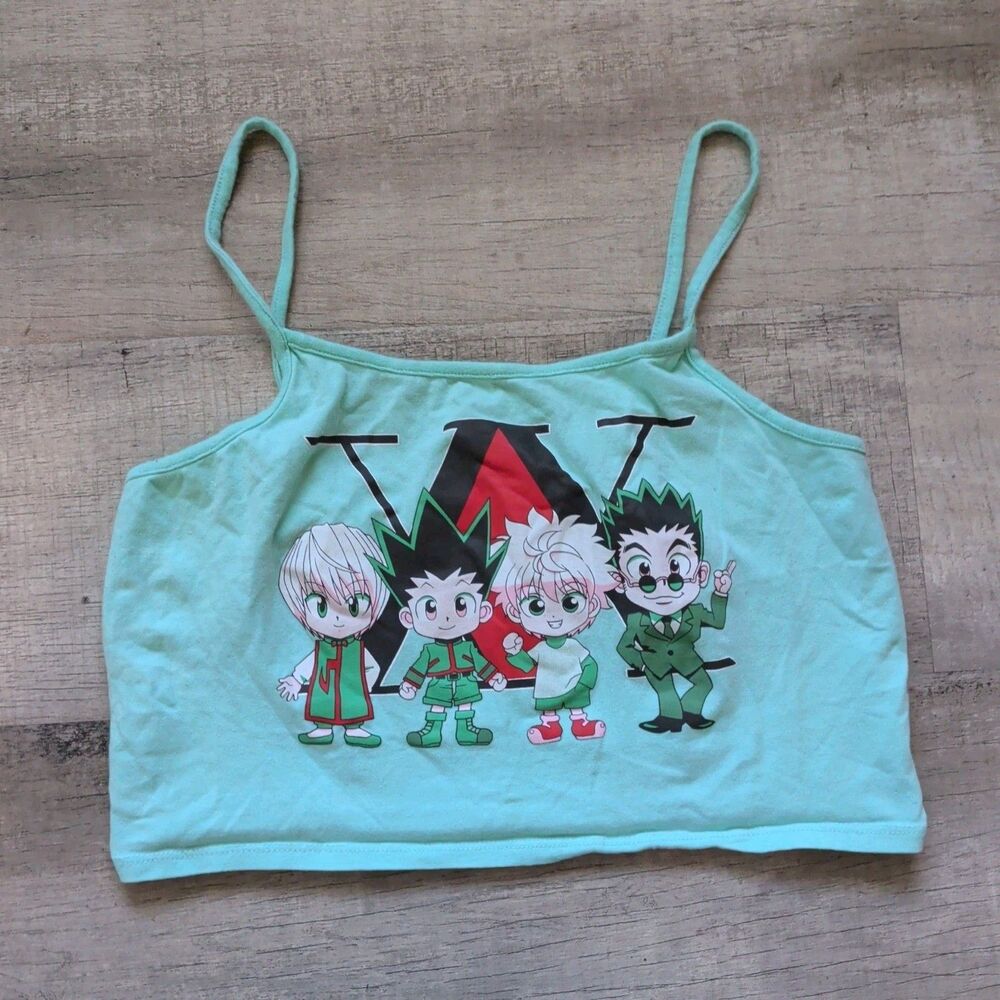 Women’s Hunter X Hunter Hot Topic Mint Green Cropped Tank Top Anime Size Large L